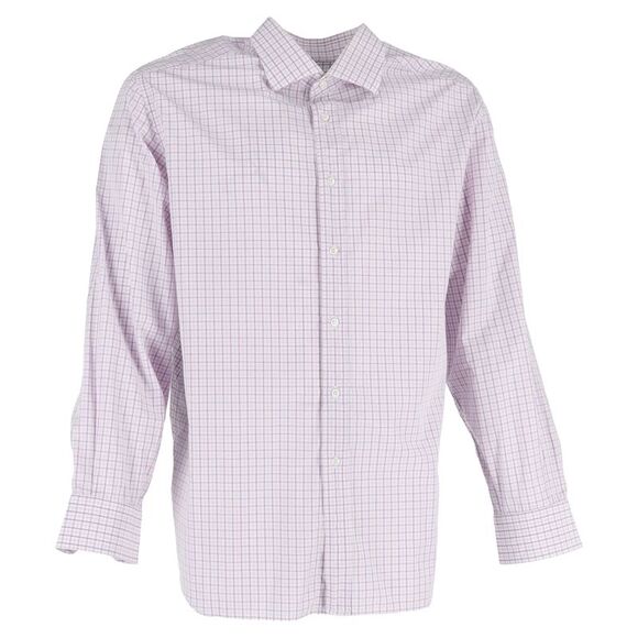 Giorgio Armani Check-Print Long Sleeve Shirt in Pink Cotton